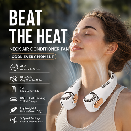 ❄️ Beat the Heat Hands-Free – 360° Neck Fan