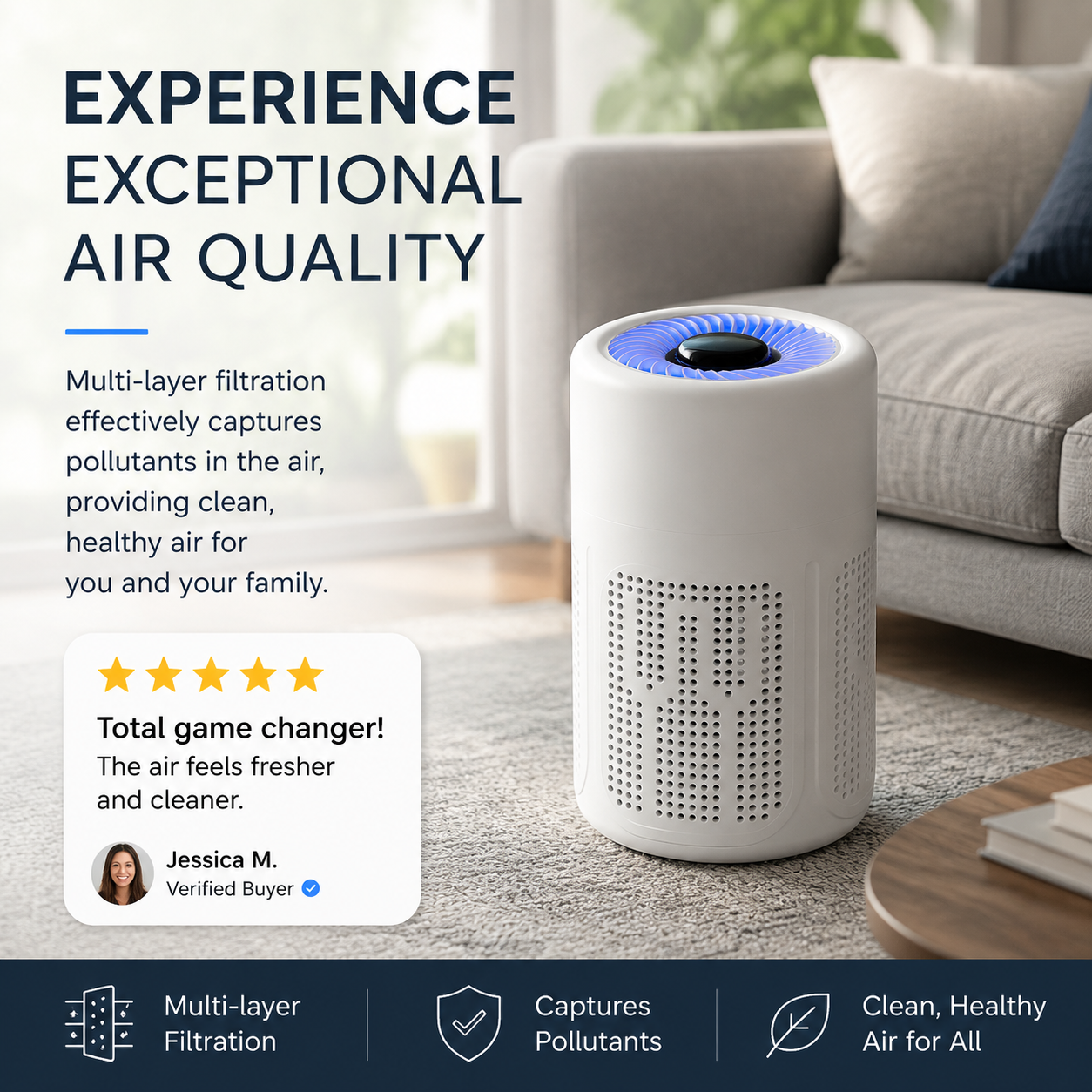 🌬️ 60% OFF! 🔥 Compact home air purifier – 2026 bestseller – Quiet, energy-efficient, and perfect for allergy sufferers, dust, and pet hair 🏠