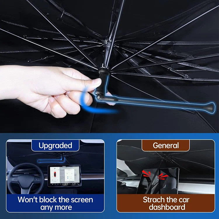 🥳2026 HOT SALE🥳💞50K+ SOLD!☂️🔄 50% OFF! Car Windshield Sun Shade Umbrella – 360° bendable handle, no scratches. Blocks UV & heat. Folds small. 🚗✨