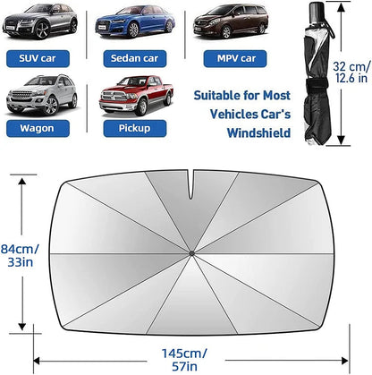 🥳2026 HOT SALE🥳💞50K+ SOLD!☂️🔄 50% OFF! Car Windshield Sun Shade Umbrella – 360° bendable handle, no scratches. Blocks UV & heat. Folds small. 🚗✨